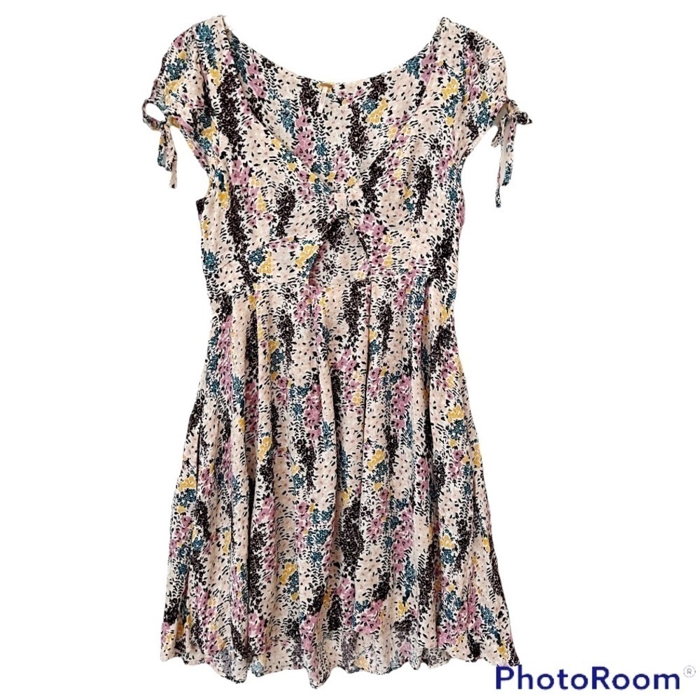 Free People Miss Right Front Cut-Out Mini Dress Ivory Size Small